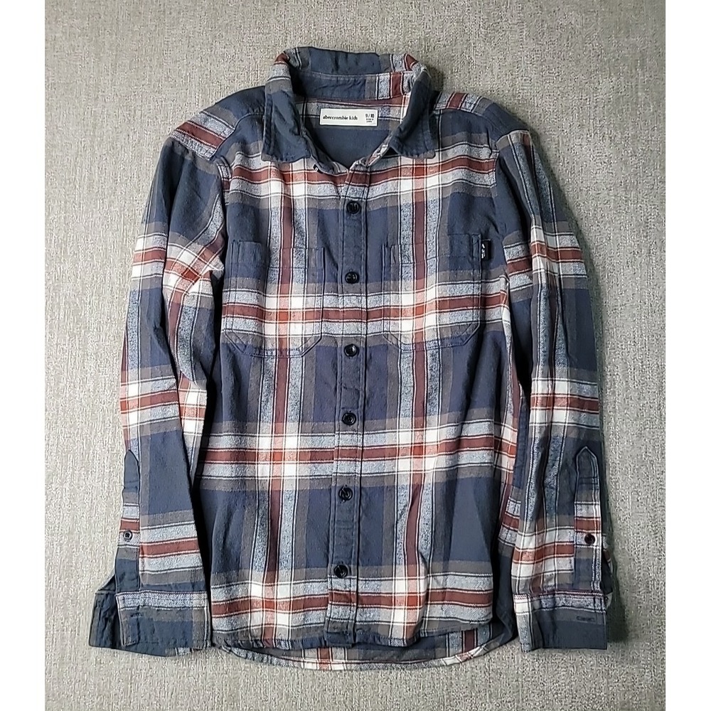 5 Abercrombie Kids Boys 9/10 Flannel Long Sleeve‎ Shirts Plaid & Sweatshirt EUC - Picture 7 of 15